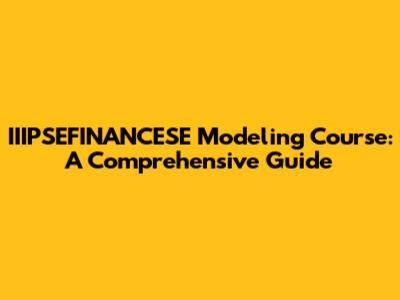 IIIPSEFINANCESE Modeling Course: A Comprehensive Guide